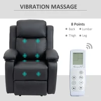 HOMCOM Riser and Recliner Chair with Vibration Massage, PU Leather Power Lift Chair for Elderly, Black(m-6)