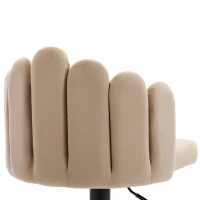 Ensemble de 2 tabourets de bar ergonomiques à hauteur réglable en tissu effet velours avec dossier en forme de pétale et repose-pieds, 46x42,5x110,5 cm, Beige(m-6)