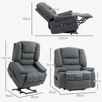 Homcom Scaun Masaj cu Ridicare – Vibratii, Caldura & Telecomanda(m-3)