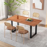 Set de 2 scaune de dining moderne din ratan cu cadru metalic, 56x52x27 cm, Maro(m-6)