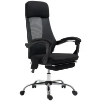 Vinsetto bureaustoel met massagefunctie, massagestoel, inclusief voetsteun, 2 vibratiepunten, USB-interface, zwart(m-10)