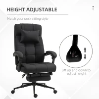 Vinsetto Office Desk Chair with Footrest, Headrest Pillow, Home Office Chair with Reclining Backrest, Swivel Wheels, Black(m-4)