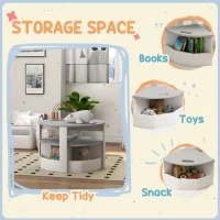 AIYAPLAY Set Masă și Scaun pentru Copii, Masă și Scaune pentru Copii din 5 Piese cu Depozitare, pentru Clasă, Creșă, Grădiniță, 78x78x49 cm, Gri(m-6)