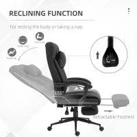 Vinsetto Office Desk Chair with Footrest, Headrest Pillow, Home Office Chair with Reclining Backrest, Swivel Wheels, Black(m-5)