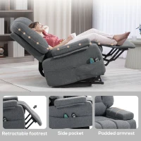 Homcom Scaun Masaj cu Ridicare – Vibratii, Caldura & Telecomanda(m-9)