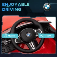 AIYAPLAY Mașină Electrică pentru Copii BMW, Alimentat cu Baterie, cu Telecomandă, Suspensie, Muzică, Claxon, Lumini LED,  108x69.5x51 cm, Roșu(m-7)