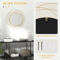 HOMCOM Modern 65cm Round Wall Mirror Decoration Metal Wall Art for Bedroom Gold Tone(m-5)