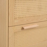 Commode Moderne en Rotin avec 4 Tiroirs et Poignées en Bois Massif, 80x38x80 cm - Meuble de Rangement, Naturel(m-7)