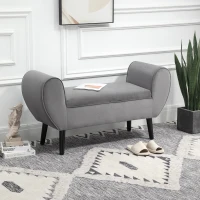 HOMCOM bank gestoffeerde bank met opbergruimte armleuningen borstbank moderne gang slaapkamer woonkamer fluweelzacht polyester rubber hout grijs 118 x 42 x 66 cm(m-2)