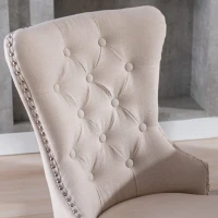 Set de 2 chaises rembourrées en tissu avec pieds en chêne pour salle à manger, 50x54x97 cm, Beige(m-7)