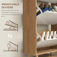 HOMCOM Dulap pentru Pantofi cu Economie de Spațiu cu 3 Sertare și Raft Reglabil, Suport Subțire pentru, 72x24x119 cm, Alb(m-6)