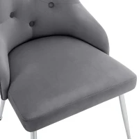 Ensemble de 2 chaises de salle à manger modernes en tissu effet velours avec coussin lombaire, assise rembourrée et capitionné, Gris(m-8)