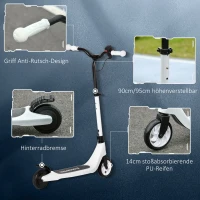 HOMCOM E-Scooter, Elektro-Tretroller, 6 km Reichweite, ab 6 Jahren, Stahlrahmen, schwarz+weiß, 76 x 53 x 95cm(m-5)