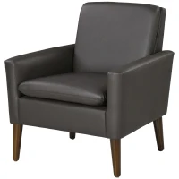 HOMCOM Fotoliu de Mobilier Capitonat, Fotoliu Modern din Imitație de Piele și Lemn, 75x78x81 cm, Maro(m-10)