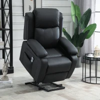 HOMCOM Riser and Recliner Chair with Vibration Massage, PU Leather Power Lift Chair for Elderly, Black(m-2)