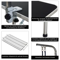PawHut Aluminium trimtafel dierenverzorging scheertafel met korf in hoogte verstelbaar zwart(m-6)