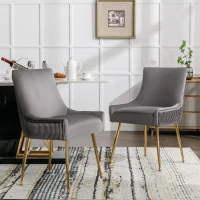 Ensemble de 2 fauteuils modernes en velours avec rayures verticales et assise rembourrée, 54x57,5x86,5 cm, Gris(m-4)