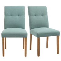 HOMCOM eetkamerstoelen set van 2 met gestoffeerde zitting stoel gestoffeerde stoel linnen-polyesterweefsel schuimstof rubberhout groen 50 x 62 x 96 cm(m-10)