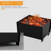 Outsunny Feuerschale demontierbar steckbar Feuerkorb Feuerstelle für Garten Camping BBQ Stahl Schwarz 50 x 50 x 30 cm(m-6)