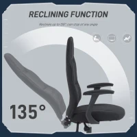 HOMCOM Scaun de Gaming Rabatabil cu Suport Lombar, Scaun de Gaming cu Înălțime Reglabilă, 65x59x113 cm, Negru(m-5)