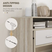 HOMCOM Consolă extensibilă cu 2 sertare, birou consola de intrare pentru cameră de zi, hol, dormitor, 95x35x87 cm, stejar(m-6)