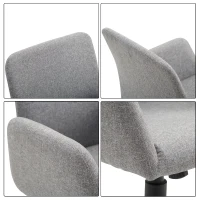 HOMCOM Bürostuhl Drehstuhl Bürosessel mit Rädern Armsessel im Nordischen Stil höhenverstellbare Rädern Schreibtischstuhl Edelstahl Leinenimitat Grau 61 x 58 x 88-97,5 cm(m-8)
