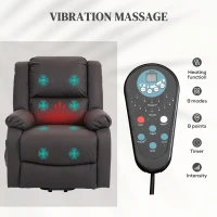 Homcom Scaun Reclinabil Relaxare – Masaj cu Vibratii & Caldura, Telecomanda, Buzunar Lateral – Maro inchis(m-6)