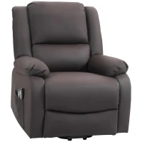 Homcom Scaun Reclinabil Relaxare – Masaj cu Vibratii & Caldura, Telecomanda, Buzunar Lateral – Maro inchis(m-10)