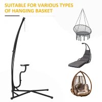 Outsunny Hammock Chair Stand Only Construction Heavy Duty Metal C-Stand for Hanging Hammock Chair Porch Swing Indoor or Outdoor Use(m-7)