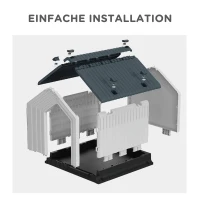 PawHut Buda dla psów, odporna na warunki pogodowe, z oknem i drzwiami, dla małych psów do 10kg/40cm długości, 62x61x60cm, Szara/Biała(m-7)