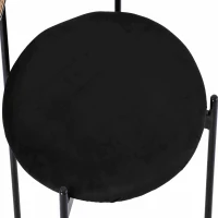 Ensemble de 4 chaises de salle à manger en tissu effet velours avec pieds en métal et dossier en rotin, 45x40x75 cm - Noir(m-8)