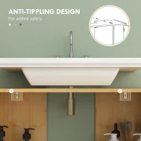 HOMCOM Dulap de Baie Sub Chiuvetă, Dulap de Depozitare pentru Chiuvetă din Bambus cu 2 Uși, Raft de Jos și Fantă în Formă de U pentru Potrivirea Țevii, 70x33x79.5 cm, Natural(m-7)