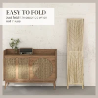 HOMCOM Separator de Cameră cu 3 Panouri, Ecran de Confidențialitate Pliabil Portabil pentru Interior din Lemn Masiv, Despărțitor de Perete, 120x170x1.6 cm, Natural(m-6)