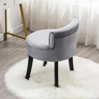 Chaise en Velours pour Chambre, Chaise de Coiffeuse avec Pieds en Chêne, 45x38,5x58 cm, Gris(m-5)