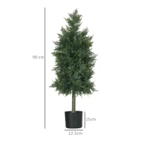 HOMCOM Arbori Topiari de Cedru Artificial, Set de 2 Plante Artificiale în Ghivece, Plante Decorative, 38x12.5x90 cm, Verde(m-3)