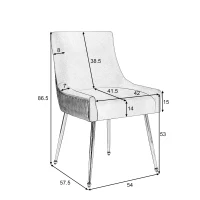 Ensemble de 2 fauteuils modernes en velours avec rayures verticales et assise rembourrée, 54x57,5x86,5 cm, Gris(m-3)