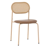 Set de 4 Scaune pentru Sufragerie Moderne din Rattan cu Structură Metalică, 60x50x48 cm, Maro(m-9)