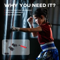 HOMCOM Sac de Box, Stand de Box cu Mănuși, Minge de Perforare, Minge de Box pentru Antrenament, 43x43x126-144 cm, Negru(m-5)