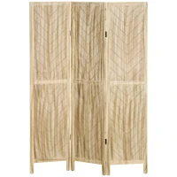 HOMCOM Separator de Cameră cu 3 Panouri, Ecran de Confidențialitate Pliabil Portabil pentru Interior din Lemn Masiv, Despărțitor de Perete, 120x170x1.6 cm, Natural(m-1)