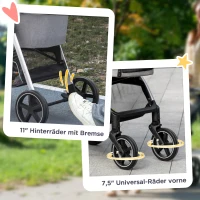 PawHut Hundebuggy Hundewagen bis 10 kg Klappbar Tragtasche Bodenkorb 83 cm x 58 cm x 102 cm, Hellgrau(m-7)