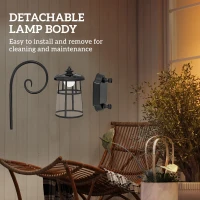 Outsunny Lumină Solară de Perete, Felinar LED Decorativ Impermeabil în Aer Liber pentru Garajul Verandei Ușii, 16.5x25.5x41 cm, Negru(m-6)