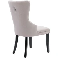 Set de 2 chaises rembourrées en tissu avec pieds en chêne pour salle à manger, 50x54x97 cm, Beige(m-10)