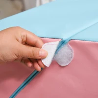 HOMCOM opvouwbaar bad met antislip pads steunstangen 2 kinderbad met afneembare hoes voor tieners ruim PP kunststof TPE blauw + wit 114 x 60,4 x 53 cm(m-9)