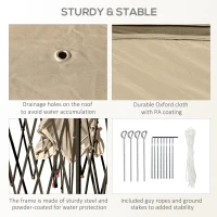 Outsunny Foișor Pliabil cu Plasă de Tânțari, Baldachin Dublu, Înălțime Reglabilă și Geantă de Transport, 330x330x288 cm, Bej(m-7)