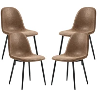 HOMCOM Set de 4 Scaune de Sufragerie Stil Vintage, Scaune de Bucătărie din Piele Artificială și Picioare din Oțel, 46x61x85 cm, Maro(m-10)