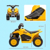AIYAPLAY ATV pentru Copii, Vehicul cu Patru Roți pentru Copii, ATV cu Claxon și Faruri cu LED, 65.5x38.5x43.5 cm, Galben(m-3)
