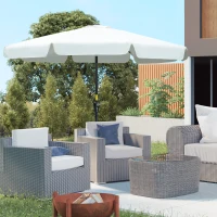 Outsunny Parasol Garden Umbrella Ø2.66m UV Protection 50+ 8 Ribs Tilt-Adjustable Beige(m-12)