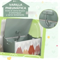 ZONEKIZ Conjunto para Niños Incluye 1 Cama Infantil Carga Máxima 40 kg 143x77x60 cm y 1 Baúl de Almacenamiento 60x37x39 cm Verde(m-6)
