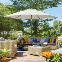 Outsunny 2.7M Patio Tilt Umbrella Sun Parasol Outdoor  Garden Sun Shade Aluminium Frame with Crank（Cream White）(m-2)