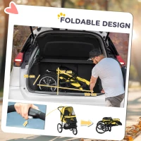 PawHut Foldable Pet Stroller Jogger, with Three Wheels, Canopy, for Medium and Small Dogs, Yellow(m-6)